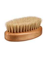 Oval-shaped natural bristle brush with wooden handle