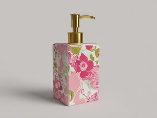 Pink Abstract Floral Pump Bottle Dispenser