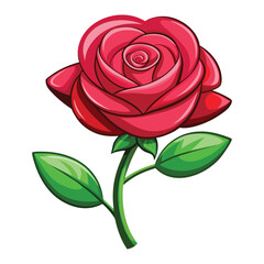 3D Cartoon Rose on White Background