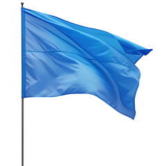 Blue flag waving on flagpole isolated on transparent background isolated on a transparent background