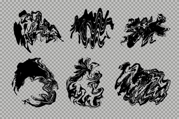 Liquid Abstract Shapes. Modern Distorted Ink Vector Element Set. Perfect for design. 