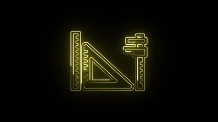Glowing neon line rulers with measurement animation. Stationery icon HD video isolated on black background - Powered by Adobe