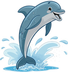 Obraz premium playful dolphin jumping sticker vector.