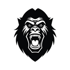 bold gorilla head in modern mascot style on white background