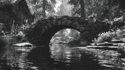 Fototapeta premium Stone bridge over waterway