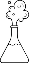scientific flask outline with chemical reaction.