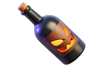 Halloween potion bottle illustration, spooky drink for halloween party, october holiday celebration item on transparent background