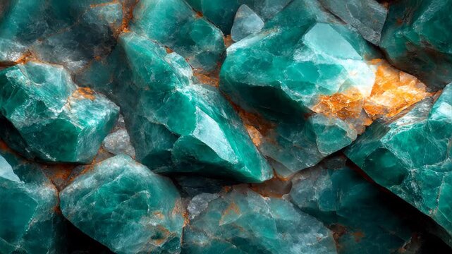 Close-up view of vibrant green gemstones scattered across a textured surface, highlighting their natural beauty