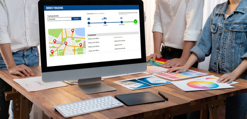 Delivery tracking system for e-commerce and brisk online business to timely goods transportation...
