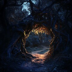 Mystical forest path through twisted roots high resolution picture