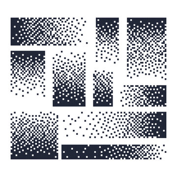 Collection of pixel pattern transitions. Decorative borders
