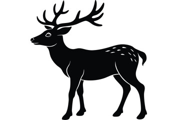 standing reindeer silhouette vector art