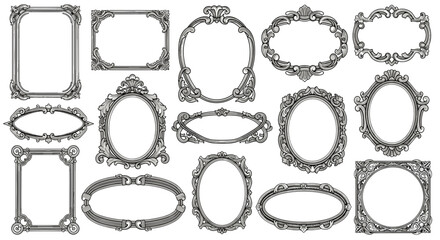 Collection of ornate vintage frames in various shapes and designs view