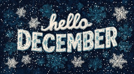 Winter greeting with the word December