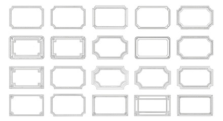 A collection of twenty decorative square frames with varying designs
