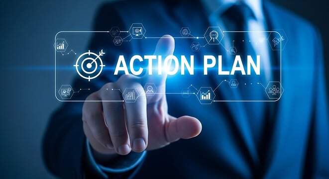 Successful business strategy development and implementation with clear action plan execution