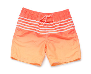 Children's swim shorts on white background
