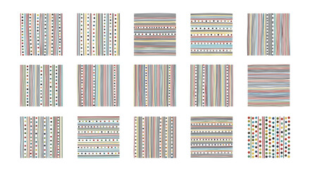 Collection of fifteen vertical striped patterns with varied designs art