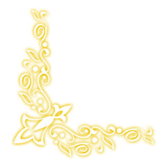 Elegant golden floral corner decoration on black background