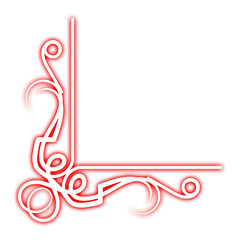 Elegant red and white corner flourish design element