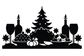 christmas feast silhouette vector art
