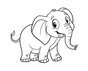 Cute Cartoon Elephant Outline for Childrens Coloring Book or Educational Material Friendly Animal Illustration