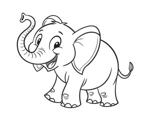 Cute Cartoon Elephant Outline Illustration Perfect for Coloring Books and Childrens Activities Design Element Ideal for Educational Projects
