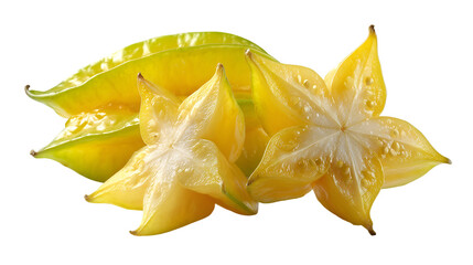 Fototapeta premium Juicy Starfruit Slices with Water Droplets