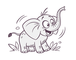 Cute Cartoon Elephant Character Illustration for Children Books and Educational Resources Happy Animal Clip Art