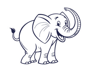 Cheerful Cartoon Elephant with Trunk Up for Greeting and Happy Expression Ideal for Childrens Illustration and Animal Themes