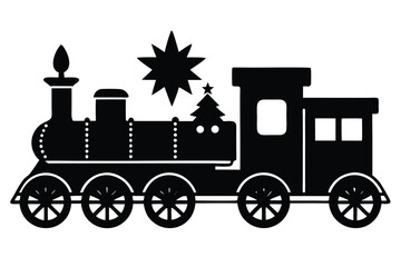 christmas train silhouette vector art