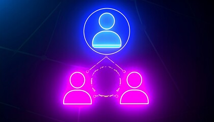 Futuristic networking concept with glowing icons of connected individuals
