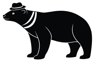 polar bear with hat silhouette vector art