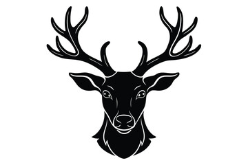 reindeer face silhouette vector art © Bina
