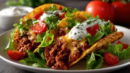 Perfectly assembled beef taco