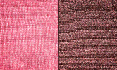 Pink and brown eyeshadow texture background. Cosmetic eye shadow product crumbled swatch