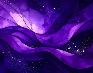 Abstract purple wavy design with sparkle