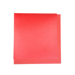 Two red paper sheets stacked on transparent background isolated on a transparent background