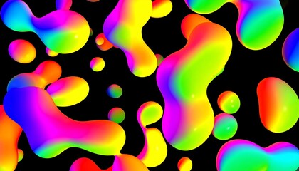 Abstract rainbow blobs on black background