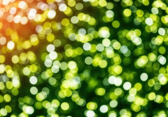 Obraz premium Vibrant green bokeh circles with warm light