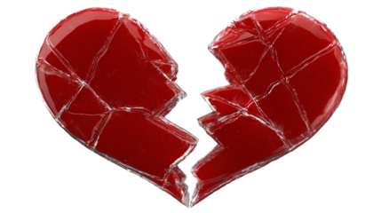 Shattered Red Heart Symbolizing Broken Love and Emotional Pain