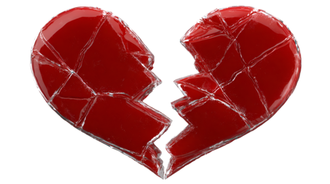 Shattered Red Heart Symbolizing Broken Love and Emotional Pain