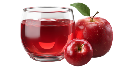 Refreshing Apple Juice in Glass with Fresh Red Apples