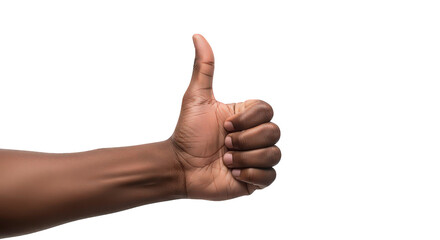 Human hand showing a thumbs up gesture isolated on transparent background