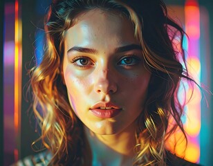 Portrait of a woman with vibrant lighting (3)