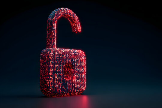 binary code lock, Big data and cybersecurity conceptal generative ai illustraton