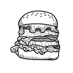 Burger food illustration doodle art