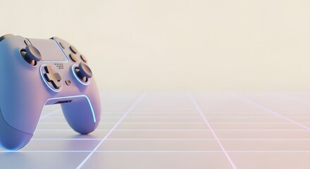 Next Generation Gaming Controller on Futuristic Grid Background Minimalist Design