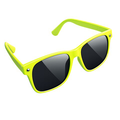 Yellow Frame Rectangular Sunglasses on Transparent Background. Trendy Rectangular Sunglasses with Colorful Yellow Frame