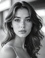 Naklejka premium Grayscale portrait of a woman